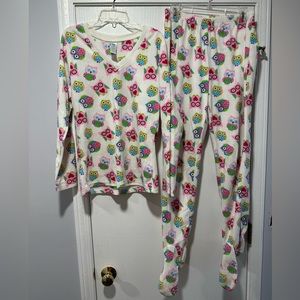 Free play soft and comfy owl fleece pajama set size medium - good condition